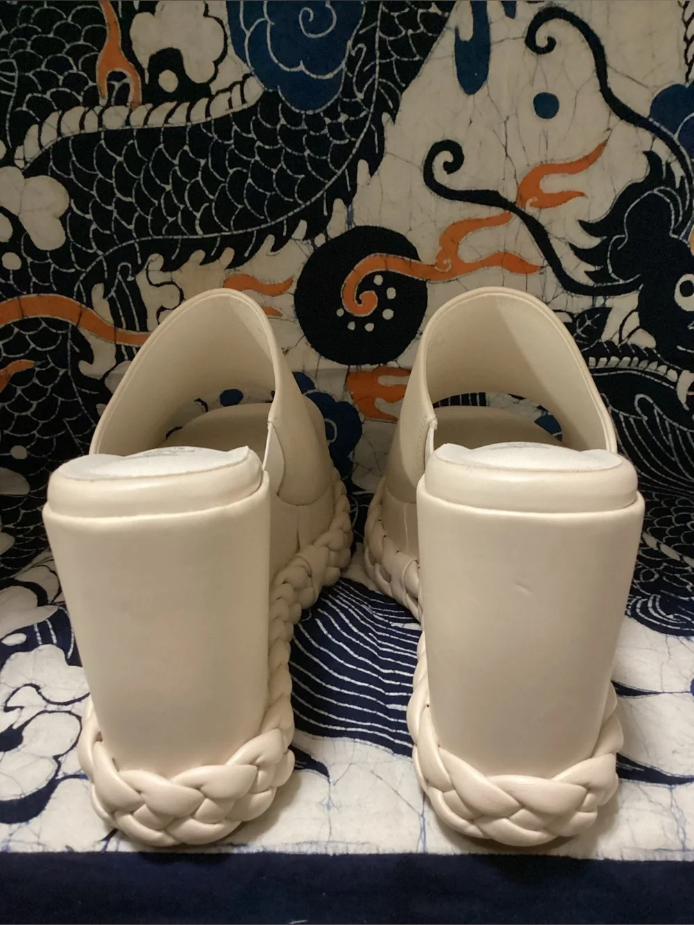 NWOT Hey Girl by Corky’s Bohemian Ivory Vegan Slip on Braided Platform Wedges